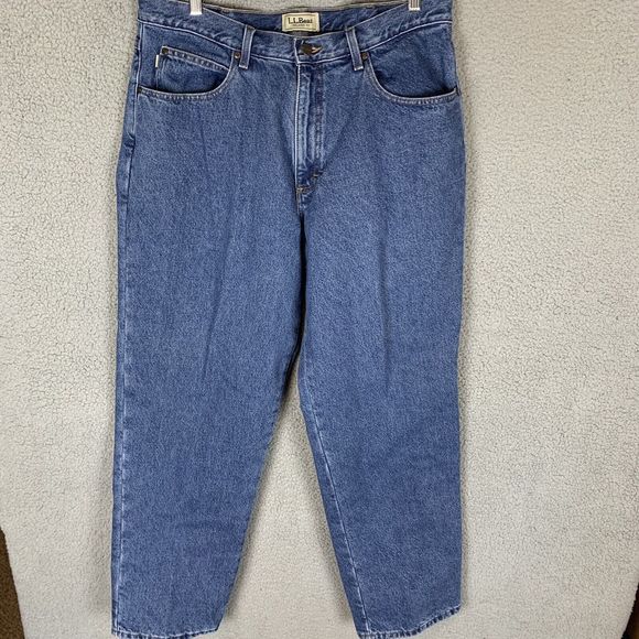 LL Bean Jeans Men's 36x31 Flannel Lined Blue Denim Straight Leg Relaxed Cotton - Picture 1 of 8